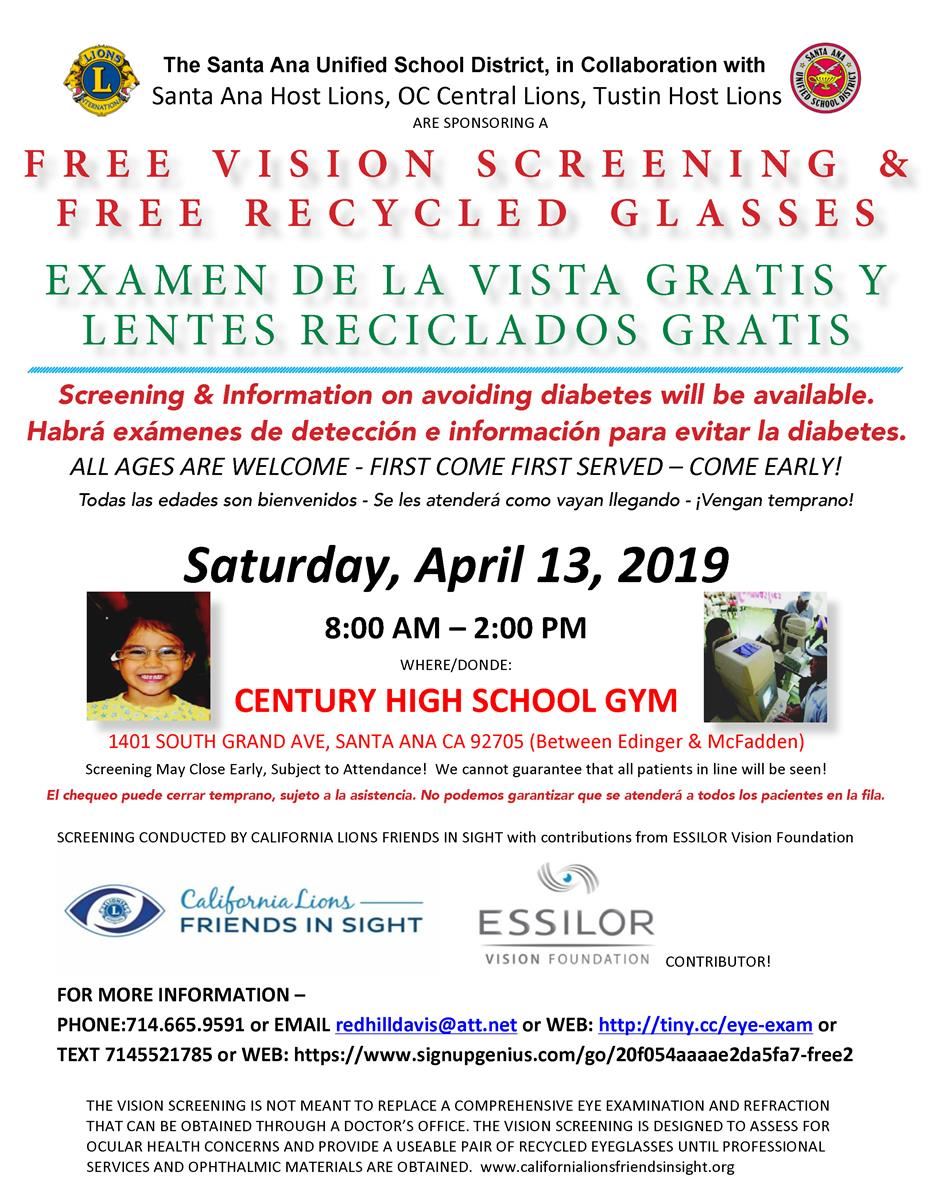 Free vision screenings  